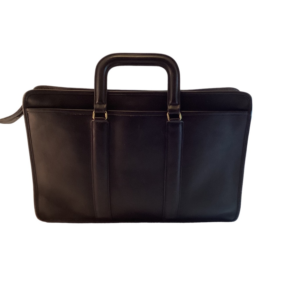 COACH Leather Briefcase Black Double Handle Portfolio Bag 0491-212 VINTAGE - Picture 2 of 16